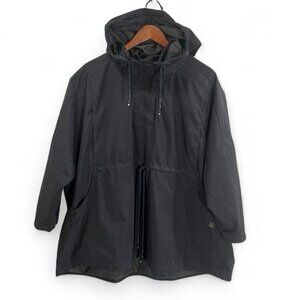 Superdry Quarter Snap Button Jacket Women Sz 10 Waist Drawstring Lined Black